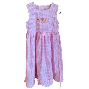 Emily West Pink Gingham Embroidered Dress Girls Size 12 Lightweight Sweet